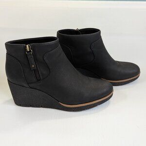 Dr. Scholls 'Been There' Ankle Boots Black Wedge Size 7